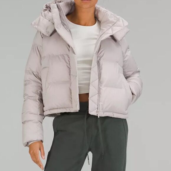 LULULEMON WUNDER Puff CROPPED JACKET SIZE 8 perfect Heathered Natural Ivory NWT - Picture 5 of 6